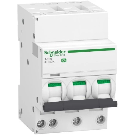 Schneider® Acti9 IDT40K XA Disjoncteur 10A Courbe C 3P+N Auto/vis 4,5kA SCHNEIDER 1 Schneider® Acti9 IDT40K XA Disjoncteur 10A Courbe C 3P+N Auto/vis 4,5kA SCHNEIDER