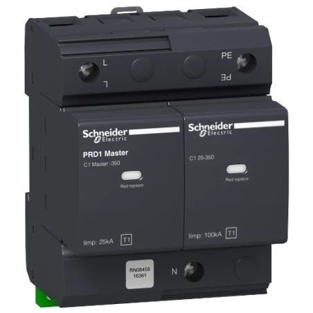 Schneider® Parafoudre PRD1 Master Débrochable - 1P+N - 350V - Report Signalisation - Acti9 1 Schneider® Parafoudre PRD1 Master Débrochable - 1P+N - 350V - Report Signalisation - Acti9