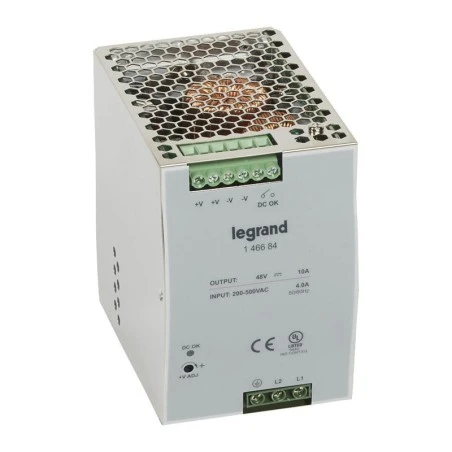 Legrand Alimentation Stabilisée à Découpage Mono. Et Biphasée Entrée 200V à 500V Et Sortie 48V - 480W 1 Legrand Alimentation Stabilisée à Découpage Mono. Et Biphasée Entrée 200V à 500V Et Sortie 48V - 480W