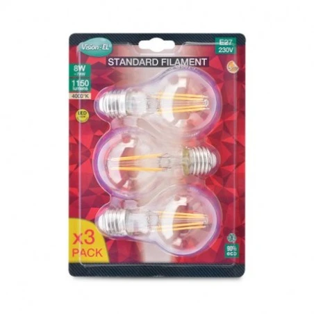 Ampoule LED E27 Bulb Filament 8W 4000°K - Blister De 3 2 Ampoule LED E27 Bulb Filament 8W 4000°K - Blister De 3 – Image 2