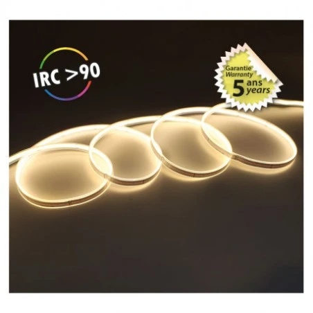 Bandeau LED COB 3000°K 5m 320 LED/m 9W/M IP65 - 24V 1 Bandeau LED COB 3000°K 5m 320 LED/m 9W/M IP65 - 24V