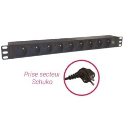 Bandeau PDU 19'' 1U - 9 Prises FR Avec Voyant Lumineux - Cordon 2.40m - Noir