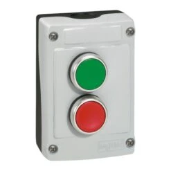 Legrand Boîte à Bouton équipée Osmoz Avec 2 Boutons à Impulsion Vert Et Rouge - Avec Couvercle Gris