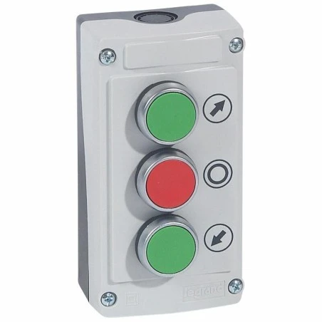 Legrand Boîte à Bouton équipée Osmoz Avec 3 Boutons à Impulsion (2 Boutons Vert Et 1 Bouton Rouge) - Avec Couvercle Gris 1 Legrand Boîte à Bouton équipée Osmoz Avec 3 Boutons à Impulsion (2 Boutons Vert Et 1 Bouton Rouge) - Avec Couvercle Gris