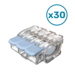 Borne à Levier 3 Entrées 0,2 à 6mm² Eur'Ohm - Boite De 30