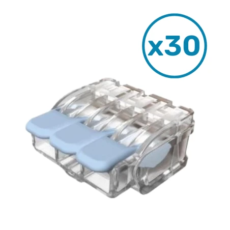 Borne à Levier 3 Entrées 0,2 à 6mm² Eur'Ohm - Boite De 30 1 Borne à Levier 3 Entrées 0,2 à 6mm² Eur'Ohm - Boite De 30