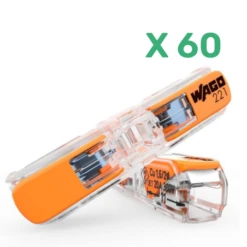 Borne à Leviers Inline WAGO Pour Tous Types De Conducteurs - Max 4mm² - 2 Conducteurs - 60 Pièces