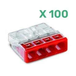 Borne WAGO Pour Boite De Dérivation COMPACT 4 Conducteurs (Boite De 100 Pièces)