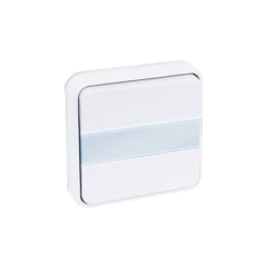 Bouton Poussoir étanche Avec Porte étiquette Lumineux Encastré 10A - Blanc