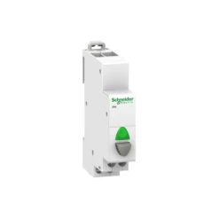 Schneider® Bouton-poussoir Lumineux 1 NO Gris + Voyant Vert 12...48VCA/VCC - Acti9, IPB