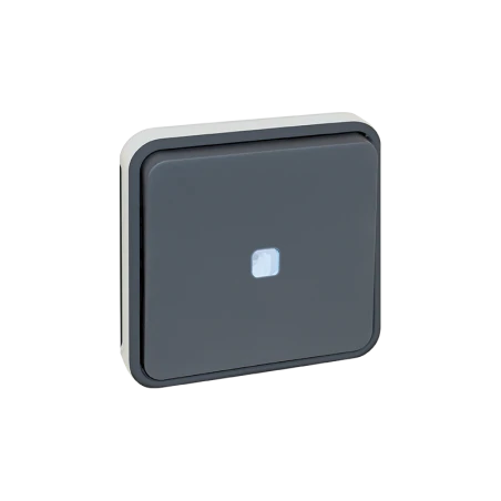 Bouton Poussoir Lumineux étanche à Encastrer 10A - Gris 1 Bouton Poussoir Lumineux étanche à Encastrer 10A - Gris