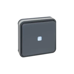 Bouton Poussoir Lumineux étanche Encastré 10A Gris IP55 OXXO Eur'Ohm