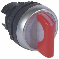 Legrand Bouton Tournant Lumineux à Manette Rouge IP69 - 3 Positions Droite Et Gauche Rappel Au Centre 45°