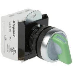 Legrand Bouton Tournant Lumineux à Manette Vert IP69 Osmoz Complet - 24V~ - 2 Positions Fixes