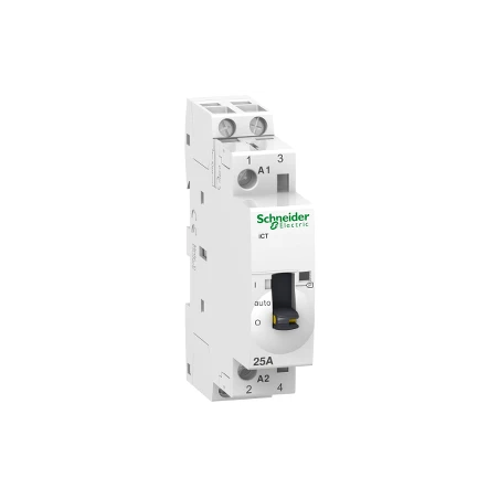 Schneider® Contacteur à Commande Manuelle 25A 2NO 24VCA 50Hz - Acti9, ICT 1 Schneider® Contacteur à Commande Manuelle 25A 2NO 24VCA 50Hz - Acti9, ICT