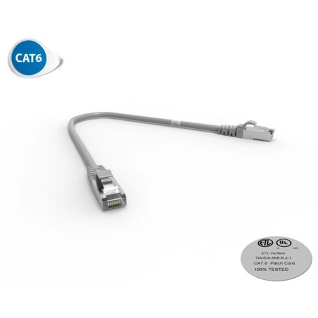 Cordon RJ45 0,3m - CAT6A - Surmoulé S/FTP - 100Ω - LSOH - Gris 1 Cordon RJ45 0,3m - CAT6A - Surmoulé S/FTP - 100Ω - LSOH - Gris