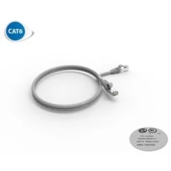 Cordon RJ45 1m - CAT6A - Surmoulé S/FTP - 100Ω - LS0H - Gris