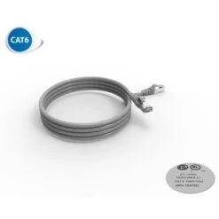 Cordon RJ45 2m - CAT6A - Surmoulé S/FTP - 100Ω - LS0H - Gris