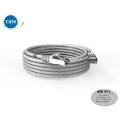 Cordon RJ45 5m - CAT6A - Surmoulé S/FTP - 100Ω - LS0H - Gris