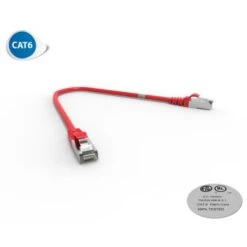 Cordon RJ45 0,3m - CAT6A - Surmoulé S/FTP - 100Ω - LSOH - Rouge