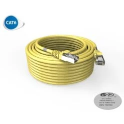 Cordon RJ45 15m - CAT6A - Surmoulé S/FTP - 100Ω - LS0H - Jaune