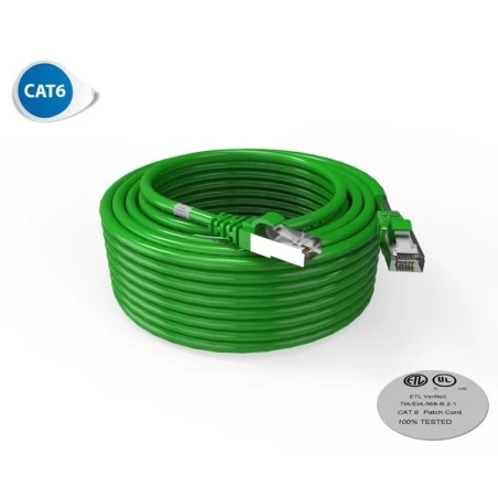 Cordon RJ45 15m - CAT6A - Surmoulé S/FTP - 100Ω - LS0H - Vert 1 Cordon RJ45 15m - CAT6A - Surmoulé S/FTP - 100Ω - LS0H - Vert
