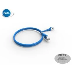 Cordon RJ45 1m - CAT6A - Surmoulé S/FTP - 100Ω - LS0H - Bleu
