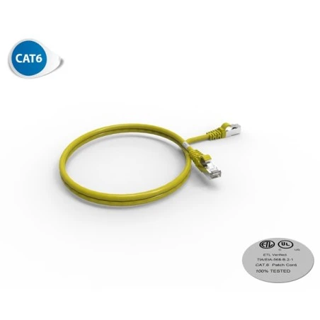 Cordon RJ45 1m - CAT6A - Surmoulé S/FTP - 100Ω - LS0H - Jaune 1 Cordon RJ45 1m - CAT6A - Surmoulé S/FTP - 100Ω - LS0H - Jaune