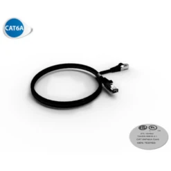 Cordon RJ45 1m - CAT6A - Surmoulé S/FTP - 100Ω - LS0H - Noir
