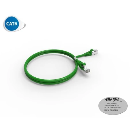 Cordon RJ45 1m - CAT6A - Surmoulé S/FTP - 100Ω - LS0H - Vert 1 Cordon RJ45 1m - CAT6A - Surmoulé S/FTP - 100Ω - LS0H - Vert