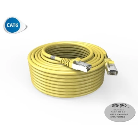 Cordon RJ45 20m - CAT6 - Surmoulé F/UTP - 100Ω - LSOH - Jaune 1 Cordon RJ45 20m - CAT6 - Surmoulé F/UTP - 100Ω - LSOH - Jaune