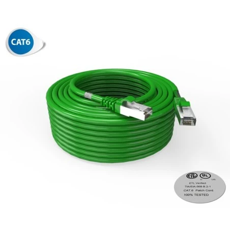 Cordon RJ45 20m - CAT6 - Surmoulé F/UTP - 100Ω - LSOH - Vert 1 Cordon RJ45 20m - CAT6 - Surmoulé F/UTP - 100Ω - LSOH - Vert