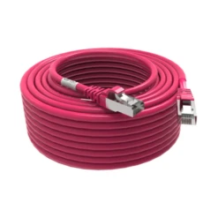 Cordon RJ45 20m - CAT6A - Surmoulé S/FTP - 100Ω - LS0H - Rose