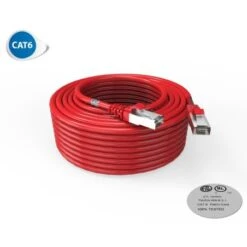 Cordon RJ45 20m - CAT6A - Surmoulé S/FTP - 100Ω - LS0H - Rouge