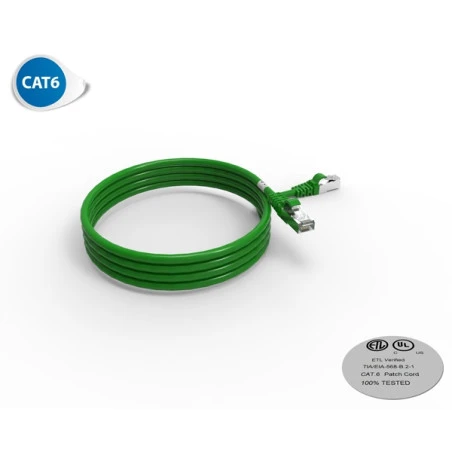 Cordon RJ45 2m - CAT6 - Surmoulé F/UTP - 100Ω - LS0H - Vert 1 Cordon RJ45 2m - CAT6 - Surmoulé F/UTP - 100Ω - LS0H - Vert
