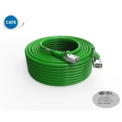 Cordon RJ45 30m - CAT6A - Surmoulé S/FTP - 100Ω - LS0H - Vert