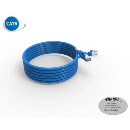 Cordon RJ45 3m - CAT6 - Surmoulé F/UTP - 100Ω - LSOH - Bleu 1 Cordon RJ45 3m - CAT6 - Surmoulé F/UTP - 100Ω - LSOH - Bleu
