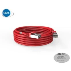 Cordon RJ45 5m - CAT6A - Surmoulé S/FTP - 100Ω - LS0H - Rouge