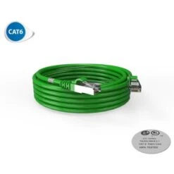 Cordon RJ45 5m - CAT6A - Surmoulé S/FTP - 100Ω - LS0H - Vert