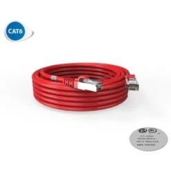 Cordon RJ45 7m - CAT6A - Surmoulé S/FTP - 100Ω - LS0H - Rouge