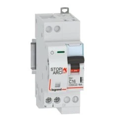 Legrand Disjoncteur 1P+N 230V~ 16A - Courbe C - 2 Modules - Auto/vis - DX³ STOP ARC 4500 - 6kA