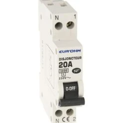 Disjoncteur 1P+N - 20 A - Courbe D - Connexion à Vis Haut / Bas