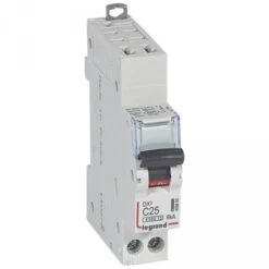Legrand Disjoncteur 25A Courbe C - 6kA - 1P+N 230V~ - 1 Module - Auto/vis - DNX³4500
