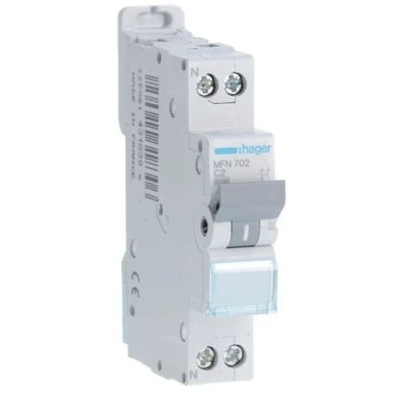 Disjoncteur 2A à Vis - Ph+N Courbe C 3kA 230V 1 Disjoncteur 2A à Vis - Ph+N Courbe C 3kA 230V