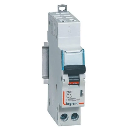 Legrand Disjoncteur 3A Courbe C - 6kA - 1P+N 230V~ - Auto/vis - 1 Module - DNX³4500 1 Legrand Disjoncteur 3A Courbe C - 6kA - 1P+N 230V~ - Auto/vis - 1 Module - DNX³4500