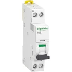 Schneider® Disjoncteur 40A Courbe D - 1P+N - 6000A/10kA - Acti9 IC40N