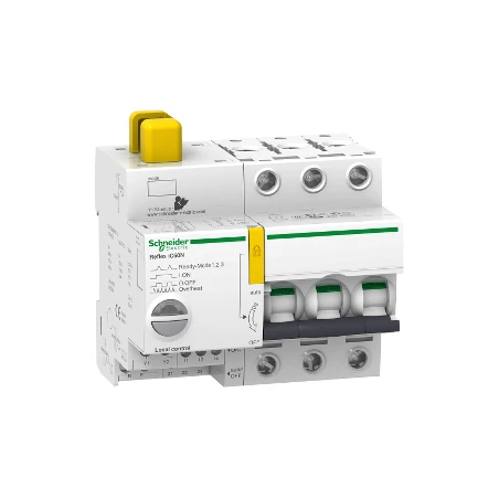 Schneider® Disjoncteur à Commande Intégrée Interface Ti24 10A 3P Courbe D - Acti9, Reflex IC60N 1 Schneider® Disjoncteur à Commande Intégrée Interface Ti24 10A 3P Courbe D - Acti9, Reflex IC60N