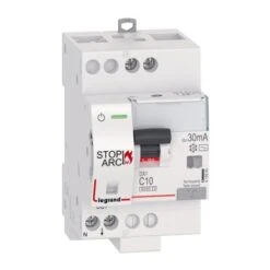 Legrand Disjoncteur Différentiel DX³ STOP ARC 6000 - 1P+N 230V~ - 10A TypeAC 30mA - Courbe C - 3 Modules