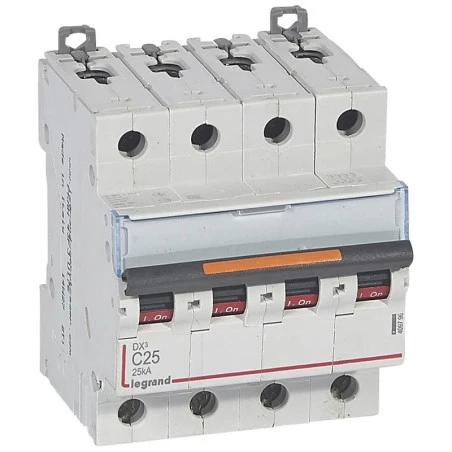 Legrand Disjoncteur DX³ 25kA - 4P 400V~ - 25A - Courbe C - 4 Modules 1 Legrand Disjoncteur DX³ 25kA - 4P 400V~ - 25A - Courbe C - 4 Modules