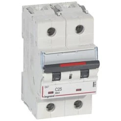 Legrand Disjoncteur DX³ 36kA - 2P 230V~ à 400V~ - 25A - Courbe C - 3 Modules